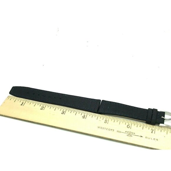 Men's Watch Band Replacement Black Leather Canvas Strap 22mm Lug 7.5'' - Picture 7 of 7